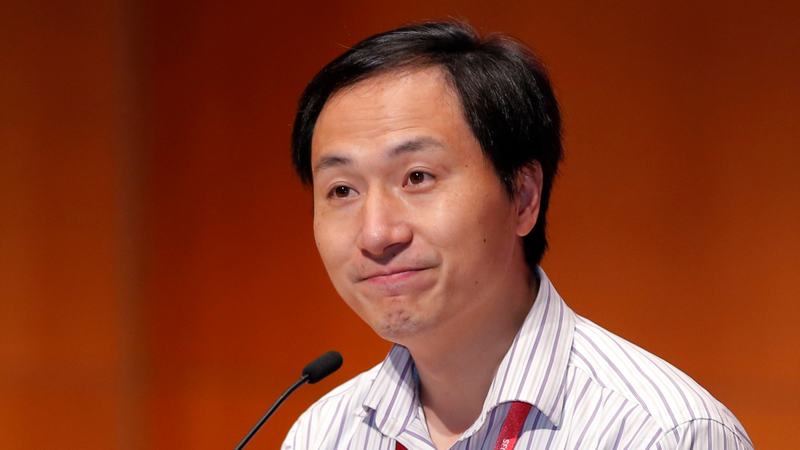 He Jiankui speaking in Hong Kong last year.